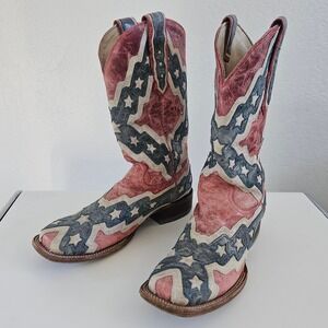 Corral Vintage Rebel Cowboy Boots Men 8.5 Confederate A1324 Leather Discontinued